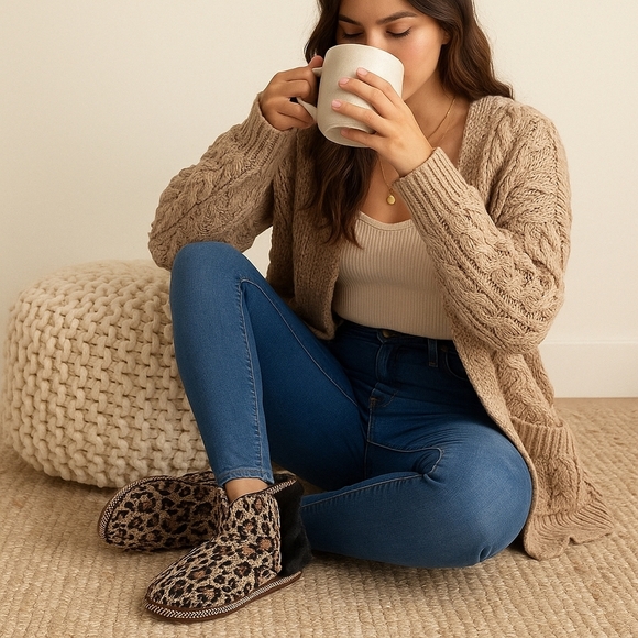 Muk Luks Slipper Booties - Leopard Print | Size 10 | NWT - Picture 1 of 5